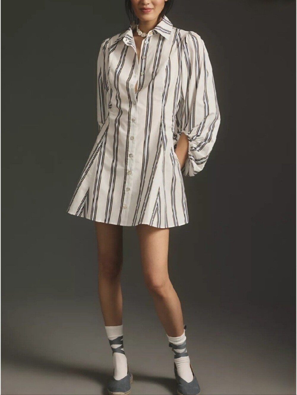 Anthropologie Plenty By Tracy Reese Long Sleeve Ruched Striped Mini Dress XS